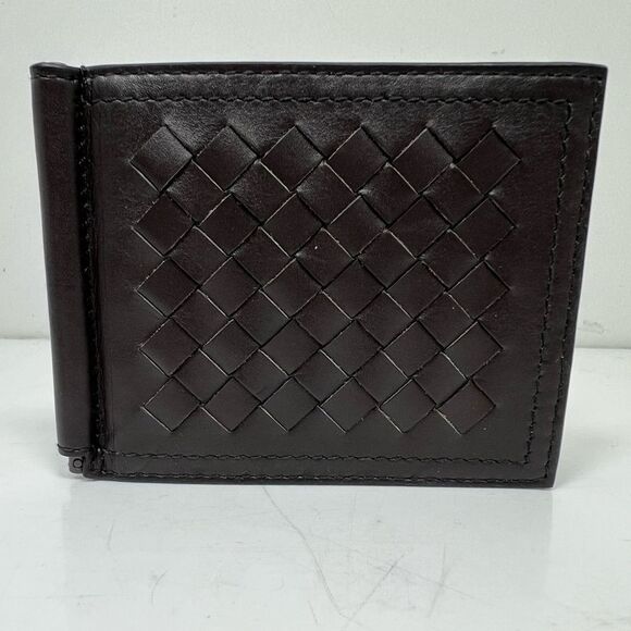 Authentic Bottega Veneta Brown Intrecciato Leather Money Clip Bifold Wallet - Picture 2 of 6